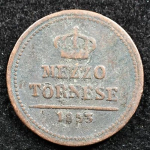 Italian States Naples Mezzo Tornese 1853, Coin, Inv#F496 - Picture 1 of 2