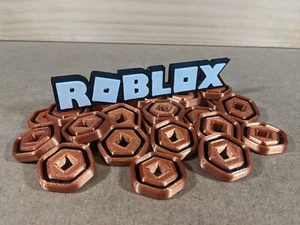 Robux Roblox Münzen - Bronze mit schwarzem Inlay - doppelseitiger 3D Druck Partygeschenk - Bild 1 von 5