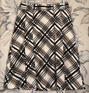 Talbots Damen Plissee Stretch schwarz/weiß/hellbraun Rock Größe 8 (29"x26") - Bild 1 von 6
