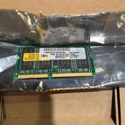 Vintage IBM Laptop Memory FRU-20L0264 64MB Module PC100 100MHZ 144Pin - Image 1 of 4