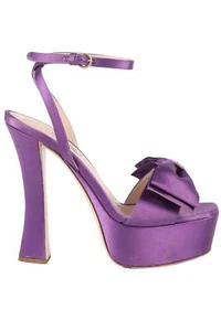 MIU MIU SANDALI PLAFORM RASO VIOLA EU 38,5 UK 5,5 US 8,5 - Foto 1 di 6