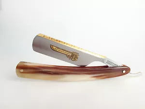 Rasoio G & F TIMOR 6/8 Acciaio Al Carbonio CORNO Oro Fatto In Solingen Germania - Foto 1 di 7
