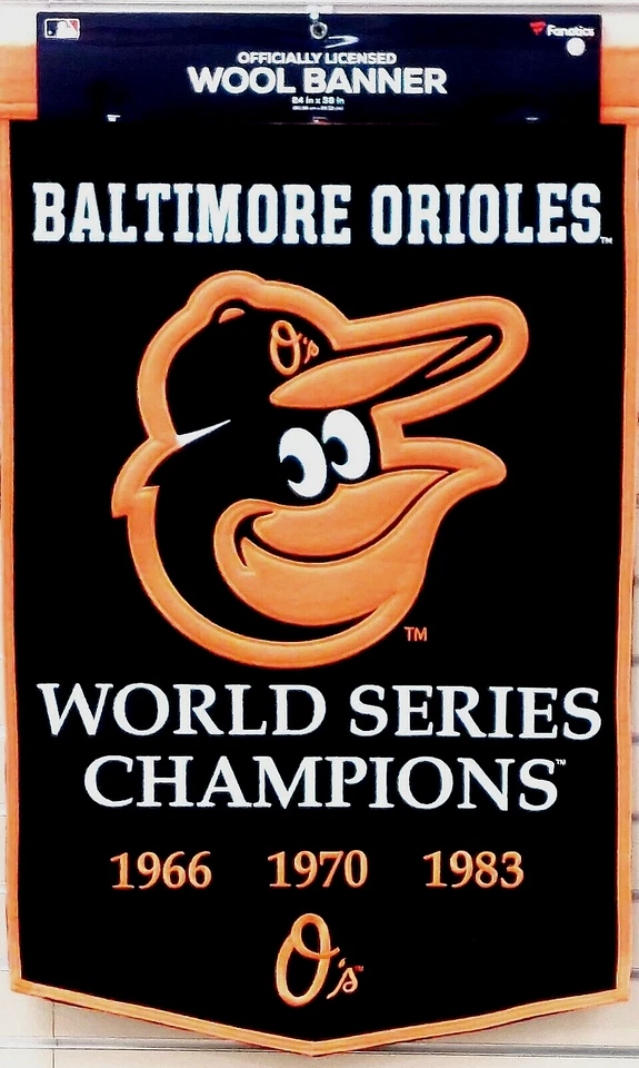 Baltimore Orioles Wool Embroidered World Series Champions Banner 24"x38" New - Image 1 of 1