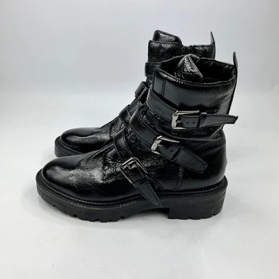 Clarks Anzino Buckle Womens Black Patent Leather Ankle Boots UK 5 Stylish Zip - Image 1 of 4