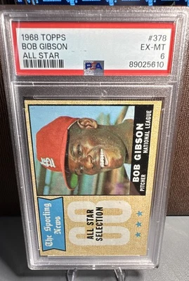 1968 Topps - Sporting News All-Stars Bob Gibson #378 PSA EX-MT 6 - Imagem 1 de 3