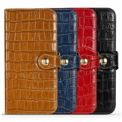 Luxury Crocodile Pattern Genuine Cow Leather Wallet Case Cover For Apple iPhone - Image 1 of 4