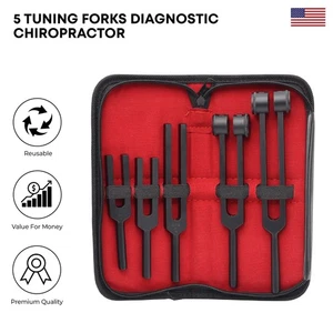 5 Tuning Forks Diagnostic Set Black Insulated Chiropractor Medical Exam Tools - Picture 1 of 1