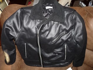 Calvin Klein Faux Shearling Moto Jacket Silver Zippers XXL NWT $295 AUTHENTIC - Picture 1 of 10