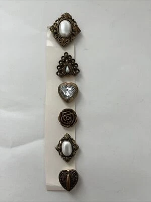 Button Covers Hearts Faux Pearl Filigree 80s 90s Vintage - Image 1 of 4