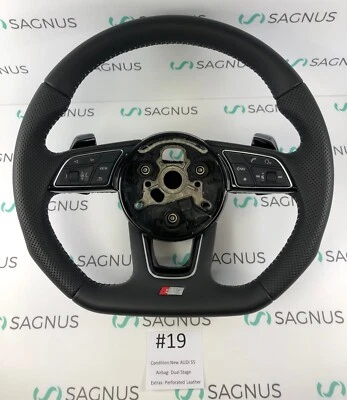 New AUDI S5 Logo A4 S4 A5 S5 Q5 SQ5 Grey Stitching Steering Wheel #19 - Image 1 of 4