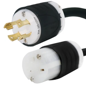 NEMA L14-30P to 6-20R Plug Adapter - 1 ft, 20A/250V 12 AWG - Iron Box # IBX-1462 - Picture 1 of 1