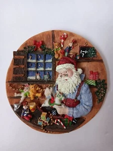 Ceramic Santa Claus Toy Workshop Christmas 3D Collectors Display Plate 6.5" - Picture 1 of 7