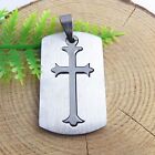 2pcs Rectangle Stainless Steel Cross Charms Pendant Necklace Jewelry Making