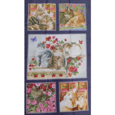 Patchwork Quilting Sewing Fabric Cats N Quilts Panel 60x110cm - image 1 of 3