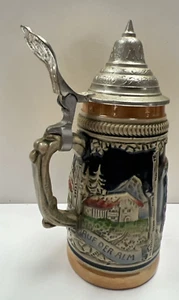 Vintage Zoller & Born W Germany Deckel Bier Stein AUF DER ALM / DA IST ES SCHON 6,5" - Bild 1 von 13