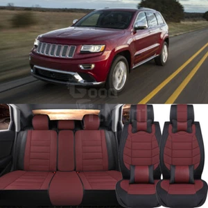 For Jeep Grand Cherokee 2010-23 Leather Full Set 5 Seats Car Seat Covers Cushion - Picture 1 of 12