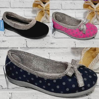 Ladies Sleepers Memory Foam Slippers Slip On Polka Dot Comfortable Shoes Size - Image 1 of 4