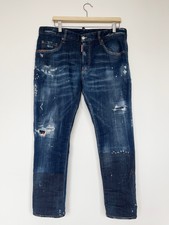 Dsquared2 Men's Stretch Denim Blue Jeans with Splattered Paint Design 52IT (XL)