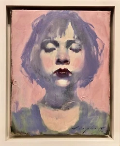 Malcolm Liepke -Little Pink Girl w/Burgundy Red Lipstick-Oil Painting - Picture 1 of 8
