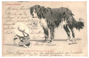 CPA Carte Postale  France- Illustration Leurs chiens : un enfant et son chien - Picture 1 of 2