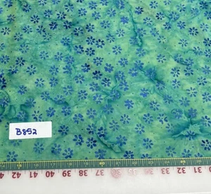 Anthology Batik  Jade With Blue Daisies Cotton Quilt Fabric 20 In X WOF - Picture 1 of 2