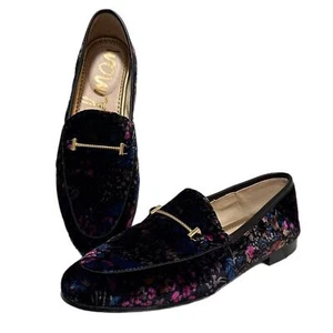 Sam Edelman Lior Black Multi Floral Print Velvet Loafers Size 7 - Picture 1 of 8