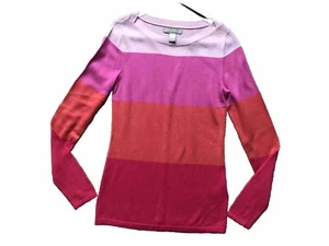 Banana Republic Jumper Pink/Orange Soft Merino Mix Fine Knit Size XS Ex/Cond - Picture 1 of 5