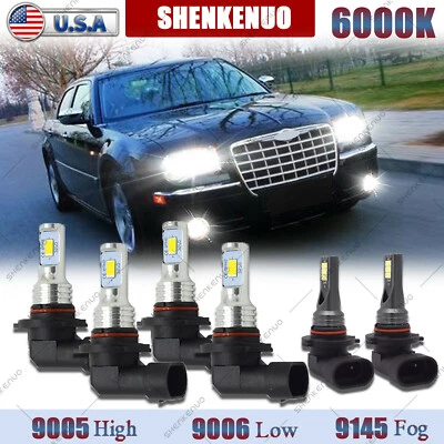 Faróis combo LED + lâmpadas de neblina para Chrysler 300 2005-2009 2010 6x 6000K - Imagem 1 de 4