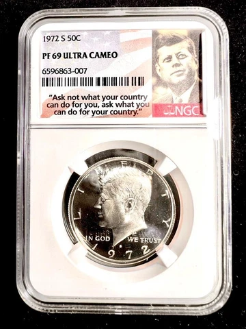 1972 S KENNEDY HALF 50C PF69 ULTRA CAMEO NGC; PR69 DCAM UCAM SKU 3299 Cover