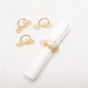 Anillo servilleta artesanal celebración dorada Pascua bicicleta - Imagen 1 de 3