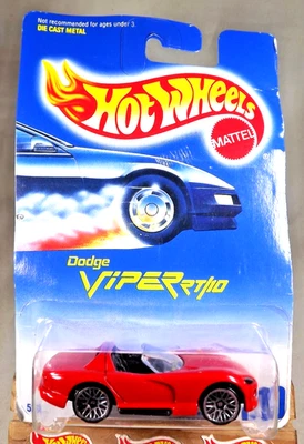 Tarjeta Hot Wheels 1991 azul/blanco #210 Dodge Viper RT/10 variante roja con encaje cromado Foto 1 de 4