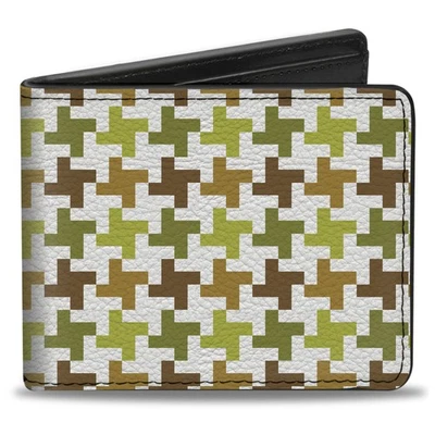 Bi-Fold Wallet Houndstooth White/Green/Brown - Image 1 of 4