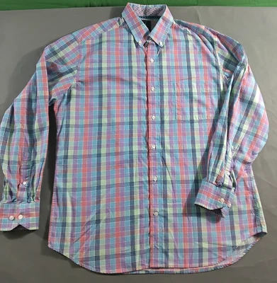Camisa de vestir grande Tailorbyrd para hombre azul rojo púrpura blanco a cuadros manga larga puño Foto 1 de 4