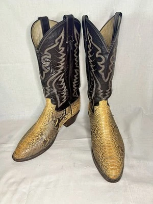 Мужские ковбойские сапоги Justin винтажные из питоновой змеиной кожи вестерн сделано в США 8,5 E - Изображение 1 из 4