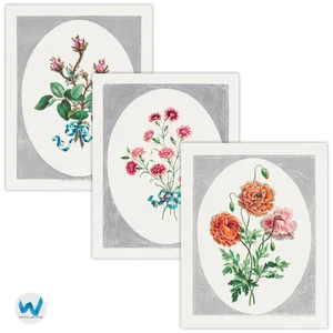 Classic Floral Antique Botanical Flower Poster Set of 3 -12X16/16X20/18X24/24X36 - Picture 1 of 18