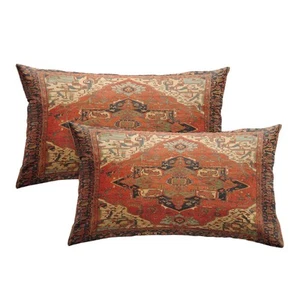 Throw Pillow Covers, Aztec Kilim Home Art Decor, 12 x 20 Inches Set of 2 Cush... - Picture 1 of 6