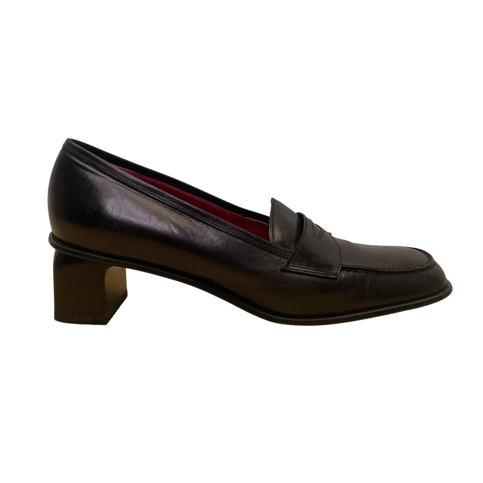 Mocasines Joan & David para mujer de cuero negro y rojo hechos a mano en Italia Penny 7,5 M Foto 1 de 4