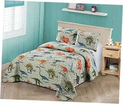  Azul Verde Naranja Gris Dinosaurios Mundo Niños/Niños/Niños Pequeños Cobertor Doble Foto 1 de 2