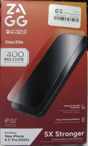 Zagg InvisibleShield  Elite Screen Protector for iPhone   Pro (6.3-inch) 2024 - Photo 1 sur 2