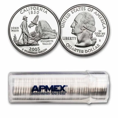 2005-S California State Quarter Gem Proof 40-Coin Roll (Silver) - Image 1 of 3