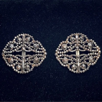 Antique Faceted Cut Steel Shoe Buckles  Made in France - Image 1 of 4