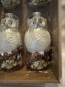 Mini weiße Eulen Glas Weihnachtsschmuck 6 neu im Karton NBC Trading Co. - Bild 1 von 8
