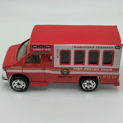 Matchbox Mattel Fire Chevy Transport Bus Red Fire Rescue Team 1998 1:64 Scale - Image 1 of 4