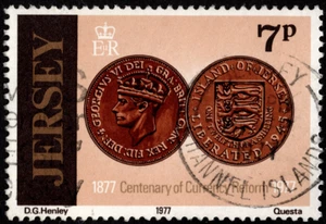 Jersey Stamp Scott # 172 Used - 7p Coins Currency Reform Issue w Bullseye Cancel - Picture 1 of 1