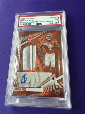 2023 Panini Phoenix Rashee Rice Rising Rookie Signature/Glove PSA MINT 9 Chiefs - Image 1 of 4