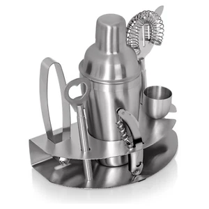 Stainless Steel Bar Set with 18.6 oz Cocktail Shaker and All the Tools w/Stand - Picture 1 of 6