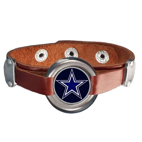 DALLAS COWBOYS Mens Womens Leather Stainless Steel Bracelet FREE SHIP' D25 Cover