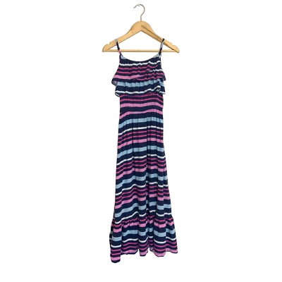 Maxi Vestido Para Niñas Cherokee Rayas Volantes Multicolor Niñas Talla S/P 6/6X Foto 1 de 4