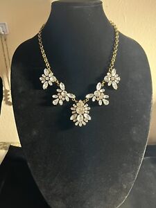 Beautiful Unsigned Crystal Statement Necklace 20” Gorgeous Antique