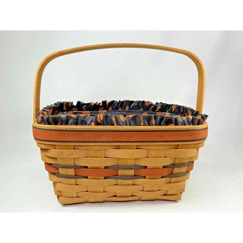 Longaberger 1994 Halloween BOO BASKET Black Pumpkin Liner Protector 2 Cards Cover